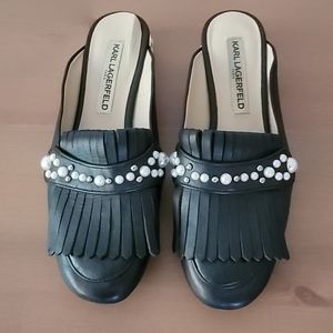 Karl Lagerfeld Becky Slides Pearl Studded